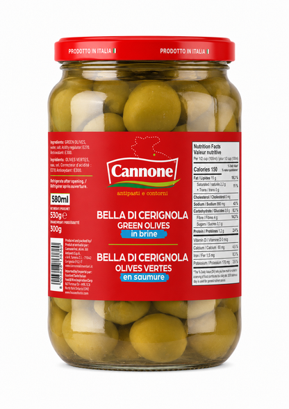 Cannone Premium Bella di Cerignola Green Olives - Case (12)